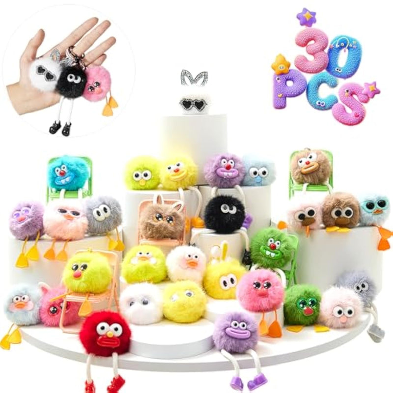 30Pcs Party Favors Kids Keychains - Fun Keychain Cute Birthday Goodie Bags For Kid Christmas Gifts For Grandkids Stocking Stuffers For Kids Classroom Prizes Key Chains Bulk Elementary Student Prizes