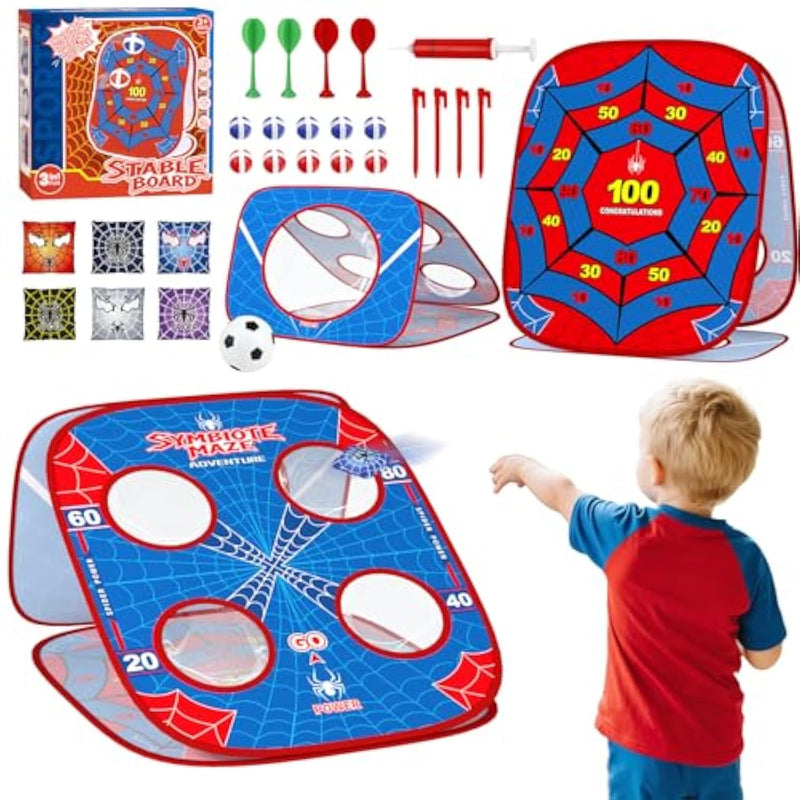 Spider Bean Bag Toss Game For Kids: 4-In-1 Cornhole Board Indoor Outdoor Toys For Kids Boys Girls 3 4 5 6 7 8 Year Old Birthday, Outside Activity Beach Backyard Lawn Family Party Game