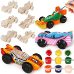 12 Unfinished Wooden Cars for DIY Painting & Woodworking Crafts