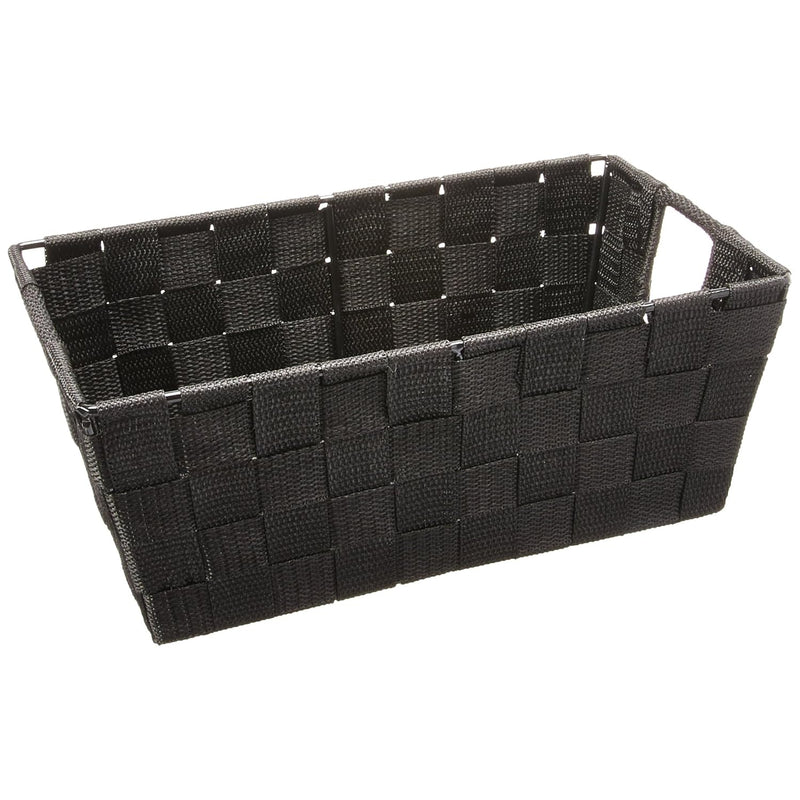 6581-2712-Blk Woven Strap Small Shelf Tote Black