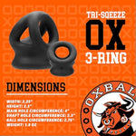 Tri-Squeeze – Cock Ring & Ball Stretcher For Men – Testicle Stretcher & Bulge Enhancer – Stretchy Silicone Blend – Erection Support – Adult Toys – Cockrings For Male Bondage – Black Ice