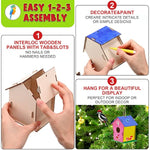 107 Pcs Wooden Birdhouse Craft Kit with Mini Houses, Watercolor Pens & Supplies