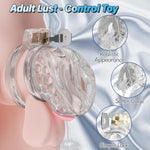 Male Chastity Cage - Soft Lightweight Penis Cage With Realistic Vagina Clitoris & 6 Sizes Rings, Comfortable Cock Bondage Chastity Device Bdsm Sex Toys For Men (Transparent, Medium)