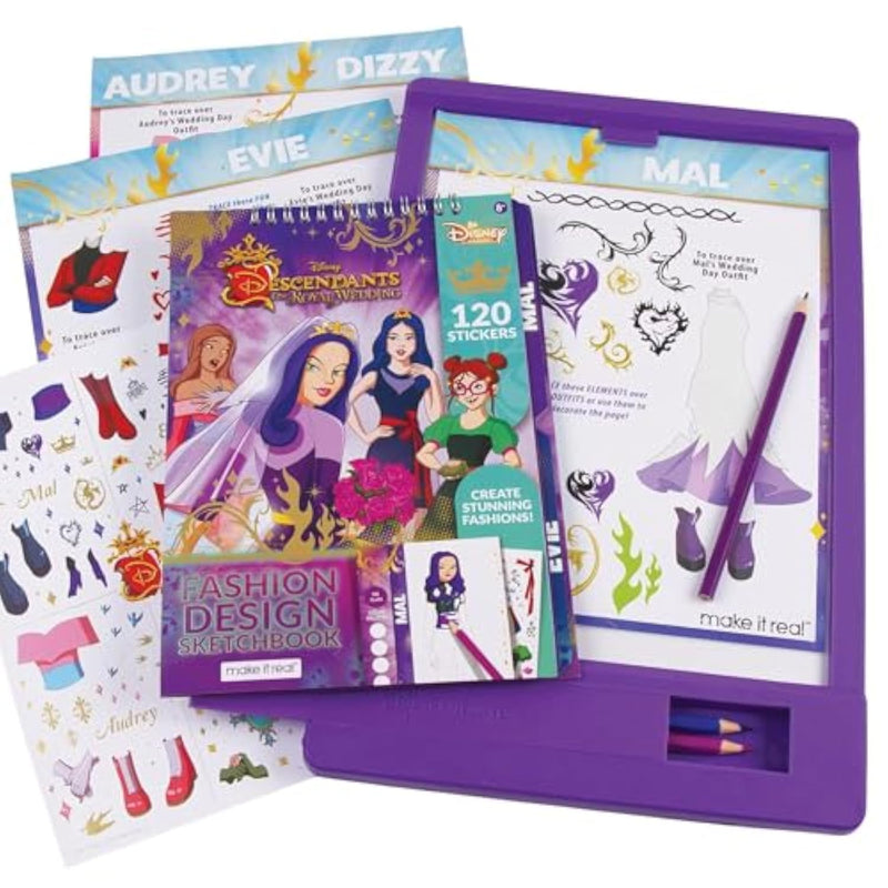 Disney Descendants Royal Wedding Sketchbook with Tracing Light Table for Girls