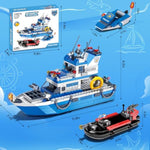 Police Boat Building Set, 480 Pcs City Boat Stem Building Toy, Including Kayaks And Police Speedboats Toy Christmas, Birthday Gift For Kids Boys Girls 6 7 8 9 10+
