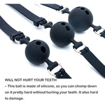 Silicone Breathable Ball Gag For Adult Bondage Restraints Sex Play (Black, 1.7In Ball)