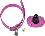 Lockable Leather Ball Gag with Adjustable Strap for Roleplay and Bondage (Pink)