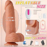 5.5'' To 8.8'' Realistic Vibrating Inflatable Dildo, 9 Inch Anal Dildo Vibrator With Adjustable Thickness & Remote Control, Inflatable Butt Plug Fat Dildos Anal Stretcher For G-Spot Prostate Massager
