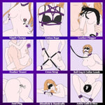 Bdsm Bondage Restraint Kits 12Pcs Sets Sex Toys Handcuffs Ankle Collar Cuffs Blindfold Feather Tickler Ball Gag Anal Plug Sm Games Adjustable For Women Men