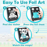 Foil Art Craft Kit for Kids, Sparkly Birthday Gift Toy for Boys, Fun DIY Activity Set