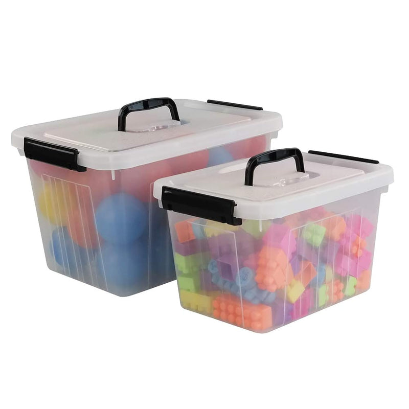 12 Quart&6 Quart Plastic Latching Box With Handles, Clear Storage Bins With Lid