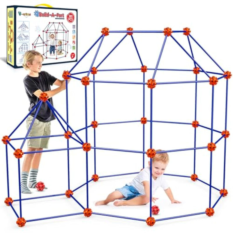 180 Pack Fort Building Kits For Kids Age 4, 5, 6, 7, 8+ Years Old, Creative Stem Building Toys For Diy Castles, Tunnels, Play Tent, Ideal Christmas, Birthday Gifts For Boys & Girls