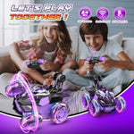 Remote Control Car,Rc Cars For Boys With Double Sided 360° Flip & 4Wd Wheel Lights,Rechargeable Monster Truck Car Toys For 4 5 6 7 8 9 10 Year Old Birthday Gifts Christmas Stuffers For Kids Age 4-12
