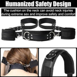 Sex Bondage Bdsm Kit, Bed Restraints Thigh Sling Spreader Straps Neck To Thigh/Ankle Restraint Bondage Submissive Gear, Open Leg Straps Sm Game Kinky Sex Toys For Women Couples Beginner (Black)