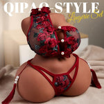 Qipao-Style Lace Lingerie Set for Sex Doll, with Small Size Open-Crotch Thong and Button-Front Bra, Sexy Lace Bra and Panty Set for Male Masturbator Doll