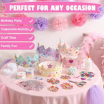 794 Pcs DIY Paper Crown Craft Kit with Gems, Stickers, Lace & Pom Poms