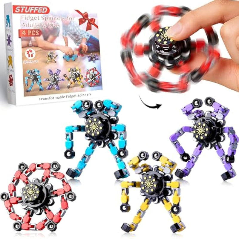 Christmas Stocking Stuffer Gifts For Kids, Transformable Fidget Spinners Toys For Adults Kids, 4 Pcs Sensory Toys For Teens With Autism Anxiety Stress Relief Gifts