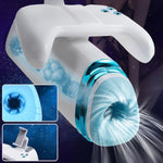 Automatic Male Masturbator Penis Pump Mens Stroker Vibrator With 3D Realistic Textured 7 Thrusting & Vibrating Modes Phone Holder Handy Handle Heating Adult Sex Toys (White)