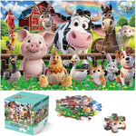 Jumbo Floor Puzzle For Kids,48 Pieces Farm Animals Puzzles For Toddlers 3-5,Large Barn Jigsaw Puzzles,Preschool Educational Animal Toys Gift For Boys & Girls Ages 4-8