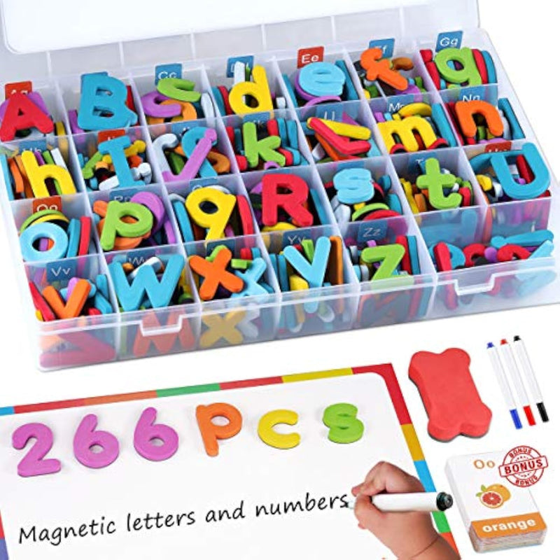 Magnetic Letters Kit, A-Z Foam Magnetic Letters, Alphabet Letters With Large Double-Side Magnet Board And Learning Cards, Educational Refrigerator Magnets For Preschool Learning Spelling (Colorful)