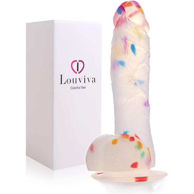 Dildo Realistic Clear Silicone Suction Cup Women Sex Toy, Adults Sex Toy For Women/Men/Gay (Colorful, 7.6 Inch)