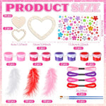 12 Sets Valentine's Heart Dream Catcher Craft Kit, DIY Wooden Painting Activity