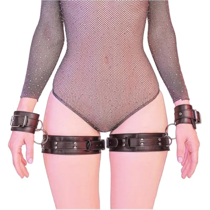 Sex Bondage Handcuffs Legs Restraints Sex Set Tie Thighs With O-Ring Ankle Restraints Bdsm Restraint Set With Handcuffs Ankle Restraints Sm Fetish Erotic Handcuffs Sex Toys For Couples