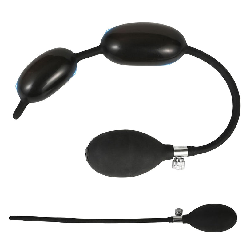 13.58 Inches Black Soft Inflatable Male Urethral Sounds Kit Silicone Penis Plug Double Ball Dilator Massage Stretch Bladder Men Masturbation Adult Couples Special Sex Toys