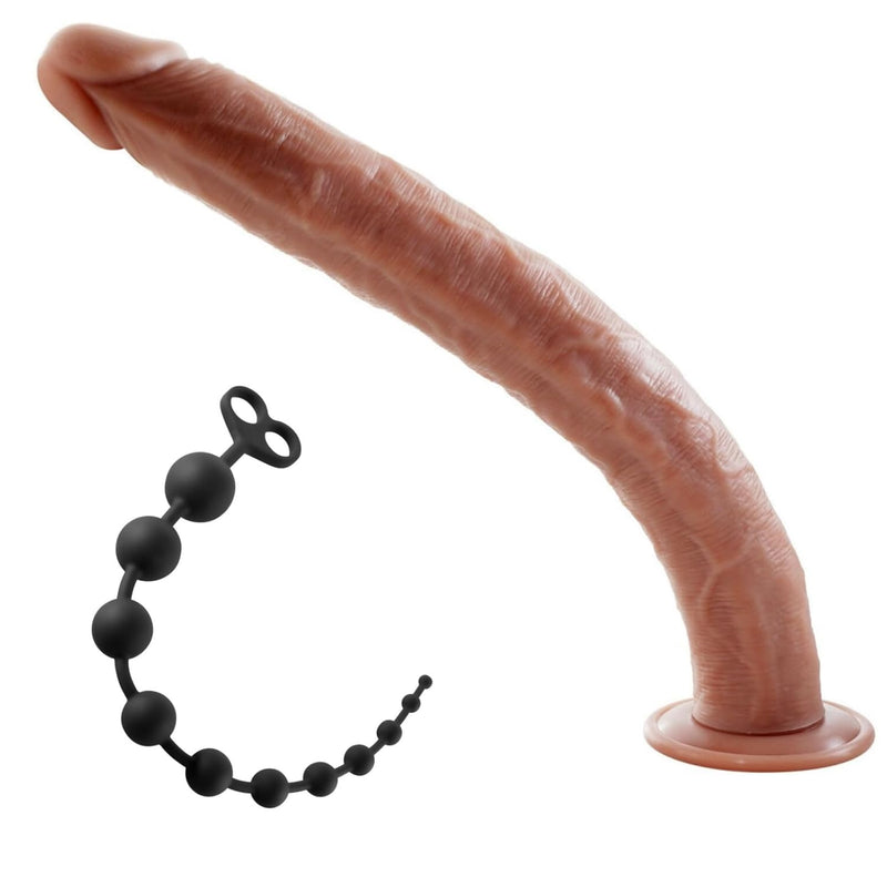 22Inch Super Long Anal Beads + 16.9 Inch Super Long Built In Skeleton Flexible Dildo
