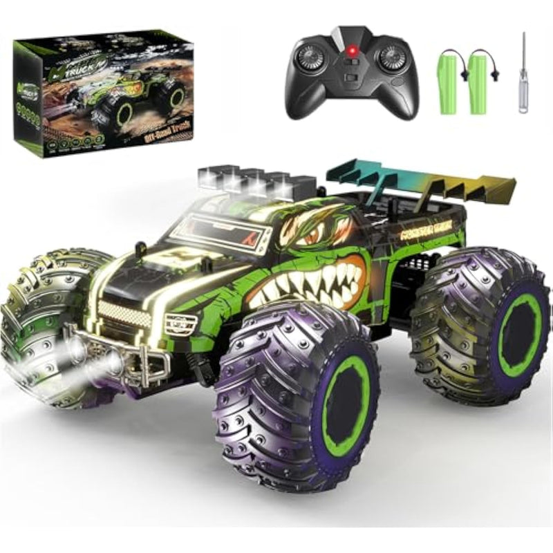 Remote Control Car,Rc Cars Toy,High Speed 20 Km/H Rc Truck Off-Road With 2 Headlights And 2 Rechargeable Battery,Dinosaur Toys Gift For Adult Boys Kids 4+ Years