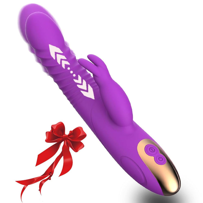G Spot Vibrator Dildo Rabbit Vibrators Massager For Women, 3 In 1 Adult Sex Toys Clitorals G Spot Stimulator Vibrating Women Sex Toy Full Silicone Waterproof And Portable With 8 Vibration Modes Purple