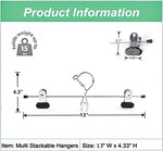 12 Pack Heavy Duty Add on Metal Pants Skirt Hangers, Stackable Add-on Metal Clothes Hangers with 2-Adjustable Clips, Cascading Clip Hangers Space Saving for Jeans, Slacks