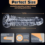 Reusable Penis Sleeve, Soft Cock Sleeve Extender For Men, Realistic Penis Enlarger With Ball Stretcher, Durable Tpe Material For Enhanced Erection, Confidence Boost, Male Sex Toys For Couples - Clear