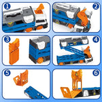 Toy Transporter Carrier Truck For Kids 3-5 Years Old, Foldable Truck Race Track With 6 Ejection Cars, Catapulting And Shooting Carrier Car Toy For Boys Girls Age 3 4 5 6 Years