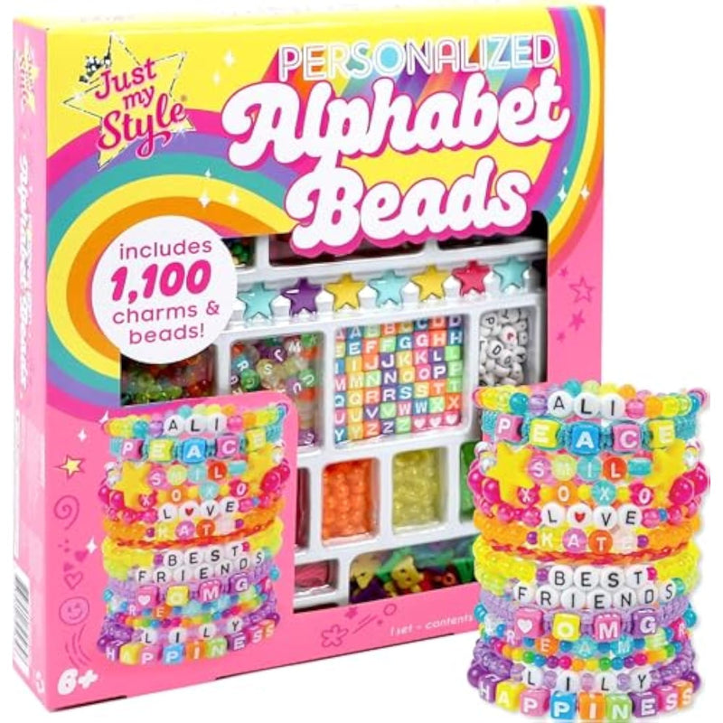 ABC Bead Kit with Alphabet Charms, Seed Beads, Cords & Key Ring