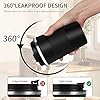 Insulated Travel Coffee Mug Spill Proof Leak Proof Pobtable To Go Camping Stainless Steel Coffee Tumbler Reusable Coffee Cups with Lids Thermos for Hot and Cold Drink (Black, 12 OZ)