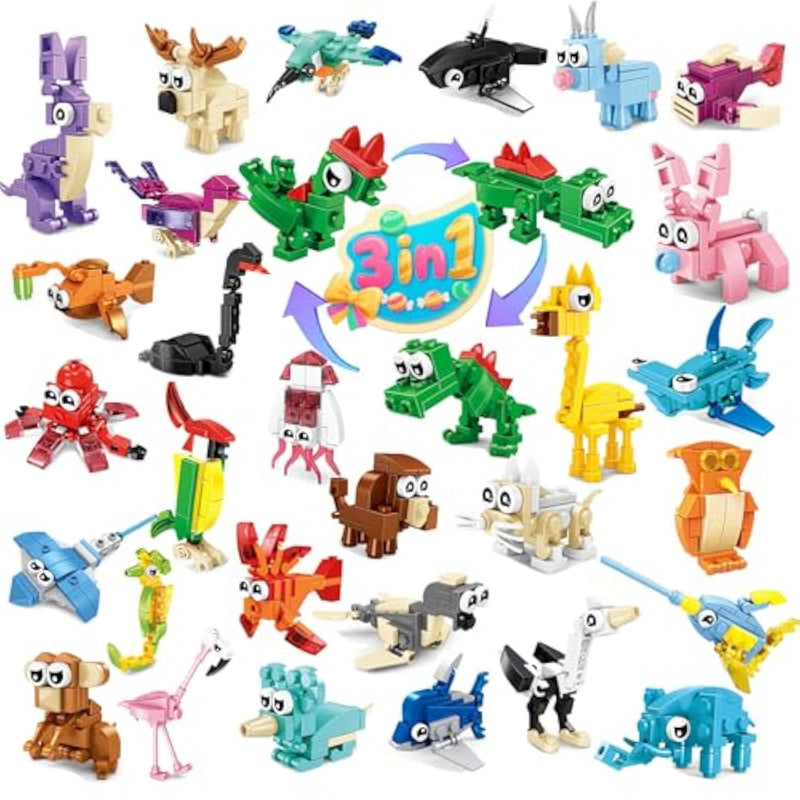 30 Pack Mini Animal Building Blocks Party Favors For Kids With 90 Models,Classroom Prizes,Birthday Gifts,Easter,Christmas,Valentine'S Day Toys For Boys Girls Ages 6+