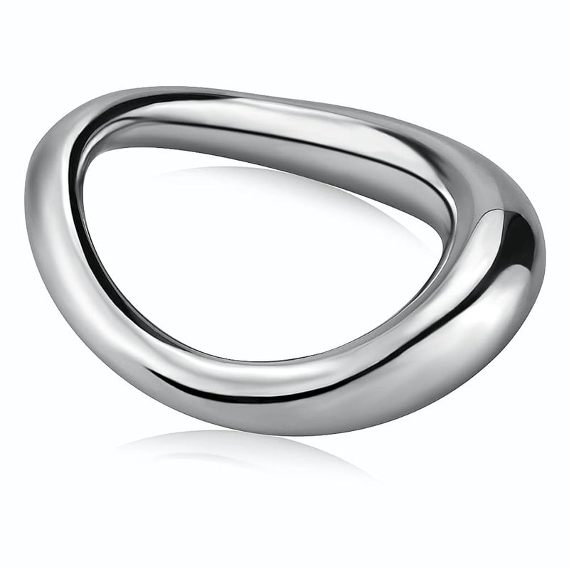 Male Penis Cock Ring Smooth Arc Ring Delay Ring Stainless Steel Scrotum Ball Stretcher Weights Pleasure Enhancing Sex Toys (2.2 Inch)