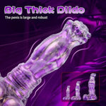 12.5In Silicone Made Huge Soft Colorful Monster Dildo Anal Toy Animal Style Ribbed Flexible Hands-Free (Normal) (L)
