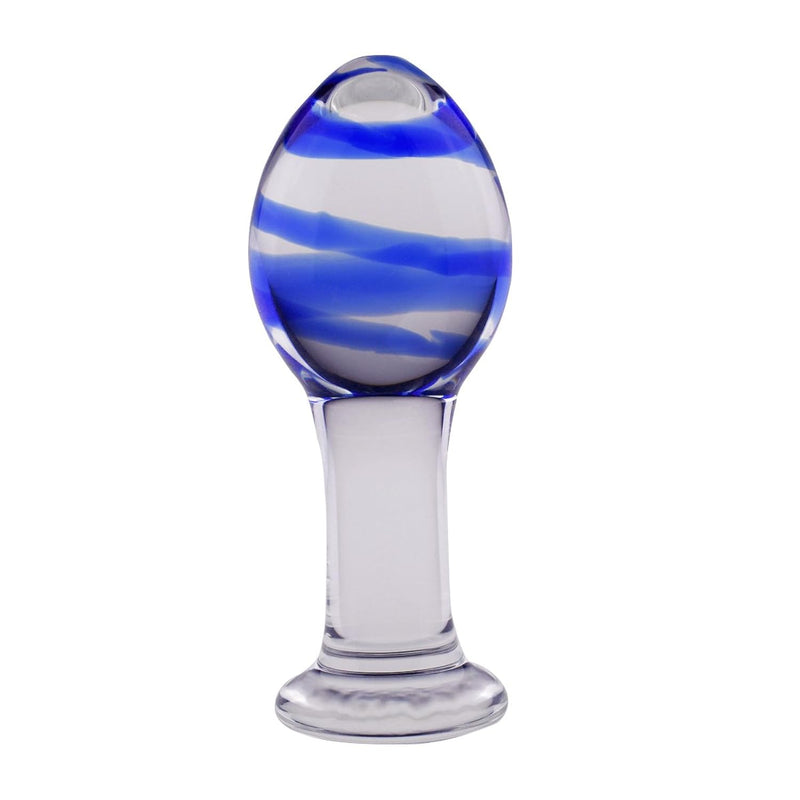 4.53'' 11.5 Cm Blue Glass Crystal Ball Anal Plug G-Spot Stimulator Butt Pleasure Wand Mushroom