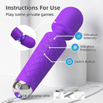 Powerful Vibrator Wand, G Spot Cordless Rechargeable Vibrators With 20 Patterns & 8 Intensity, Quiet Clit Vibrator, Clitoris Stimulation, Dildo, Female Wand Massager For Her Pleasure Adult Toys (A)