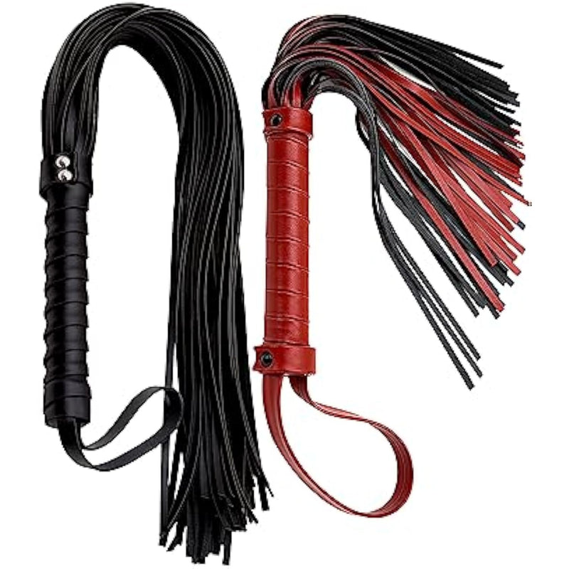 Red Adult Whip And Black Bdsm Whip Set For Spanking Sex, Floggers Adult Play For Bedroom, Spanking Paddle Sex Toy Bondage Bdsm Kit