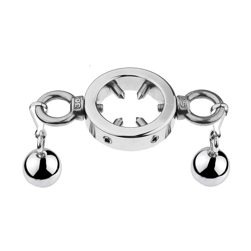 Metal Cock Ring For Men Penis Rings With 6 Cbt Spikes And Ball Pendant Adult Pleasure Chastity Sex Toys Sm Scrotum Stretcher For Male Training Devices (45Mm+2 Balls)