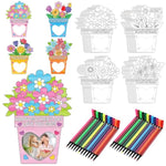 24 Pack DIY Flower Photo Frame Craft Kits for Kids with Watercolor Pens