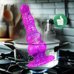 8.9 Inch Monster Double Knot Fantasy Silicone G-Spot Dildo Wide Suction Cup, Large Animal Horse Wolf Dildo Long Anal Plug, Giant Dragon Penis Purple Xl Dog Knot Dildo Thick Sex Toy For Gays Lesbians