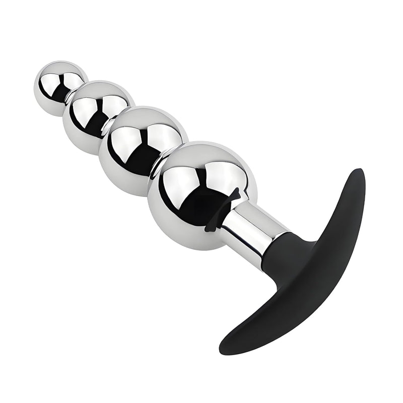 Metal Anal Plug Anal Beads Dildo Adult Sex Toys - 4 Beads Design For G-Spot Prostate Stimulation, Aluminum Alloy Butt Plug Temperature Play Smooth For Men Women Couples (Anchor Bottom)