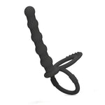 Silicone Penis Ring With Anal Dildo, 2 In 1 Wearable Cock Ring With Anal Beads Enhances Erection Delay Ejaculation Anal Stimulation Double Pleasure Adult Sex Toys For Men