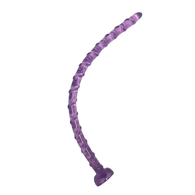 Super Long Anal Plug Dildo Liquid Silicone Anal Butt Plug With Spiral Texture Design, Ultra Soft Sex Adult Toy For Couple(Purple)