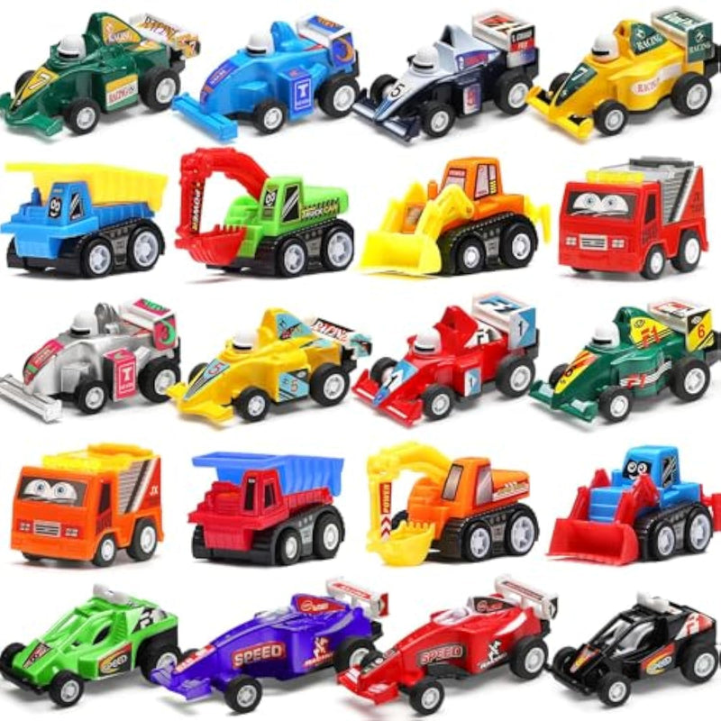 Pull Back Car, 20 Pcs Assorted Mini Truck Toy And Race Car Toy Kit Set, Play Construction Vehicle Playset For Boy Kid Child Party Favors Birthday Game Supplies Pinata Stuffers Easter Egg Hunt Fillers