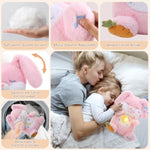 Christmas Gifts For Girls Toddlers Pink Breathing Bunny Toy With Soft Light & Music, Interactive Realistic Breathing Motion & Gentle Snoring Plush, Stocking Stuffers For Babies Grandkids